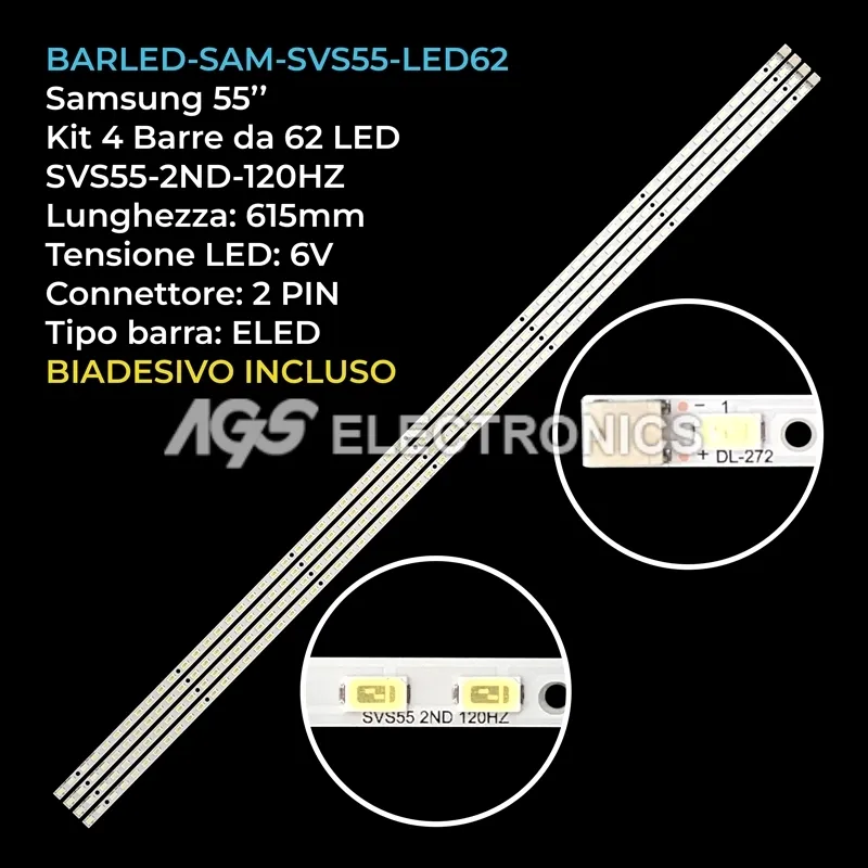kit 4 barre LED retroilluminazione per Samsung 55 pollici modello UN55B6000VF