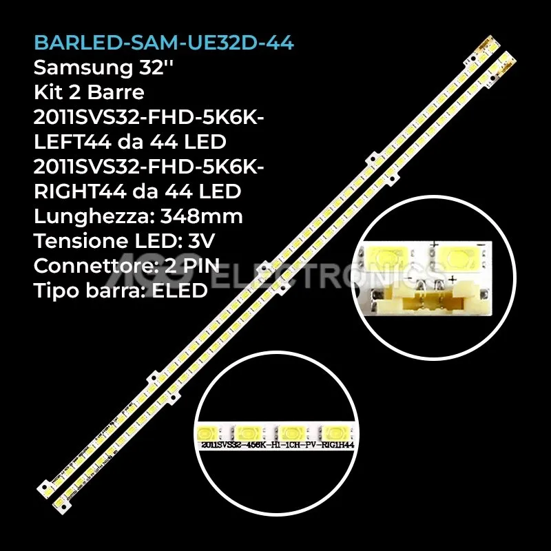kit 2 barre LED retroilluminazione per Samsung 32 pollici modello HUA32D5000