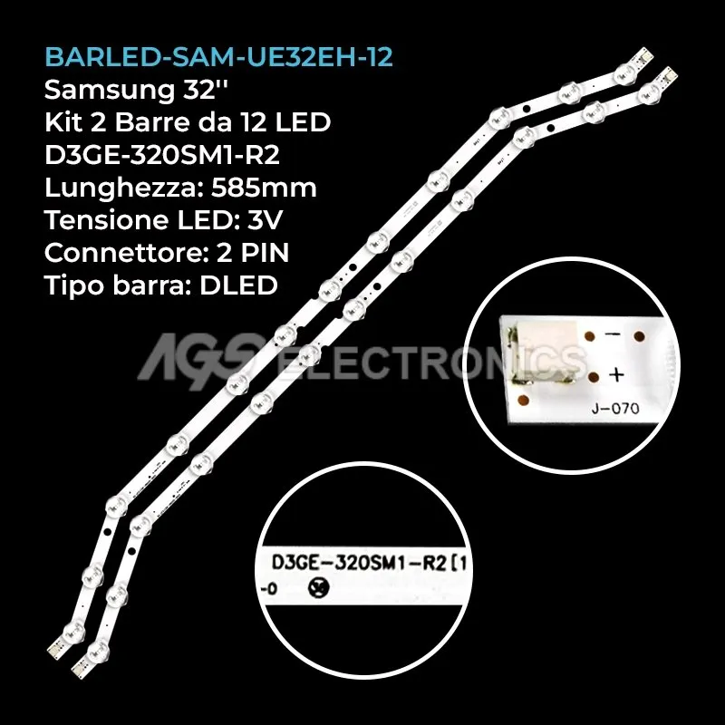 kit 2 barre LED retroilluminazione per Samsung 32 pollici pannello CYDF320BGLV3H