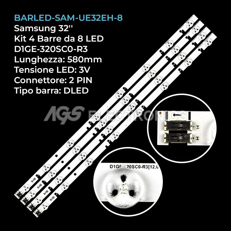 kit 4 barre LED retroilluminazione per Samsung 32 pollici modello HG32NA470PFXZA