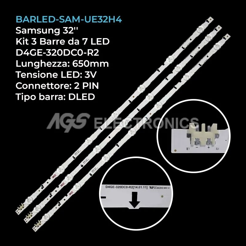 kit 3 barre LED retroilluminazione per Samsung 32 pollici modello UN32J5500AFXZC