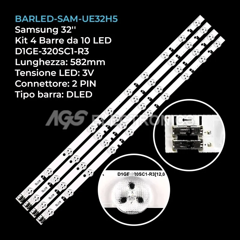 kit 4 barre LED retroilluminazione per Samsung 32 pollici pannello DE320AGMC2