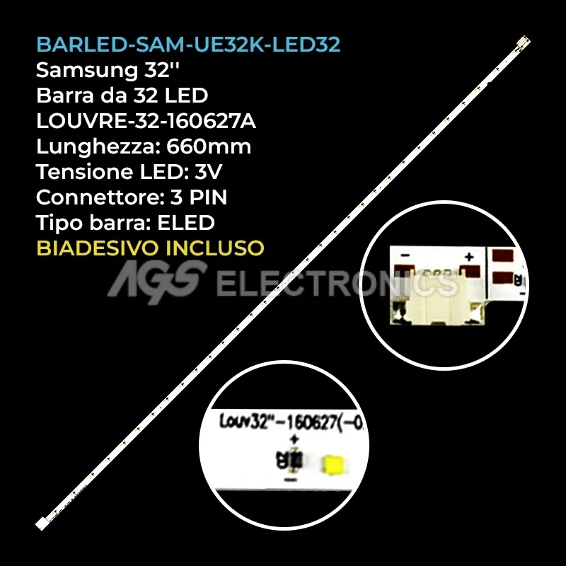 kit 1 barre LED retroilluminazione per Samsung 32 pollici modello UE32K4100