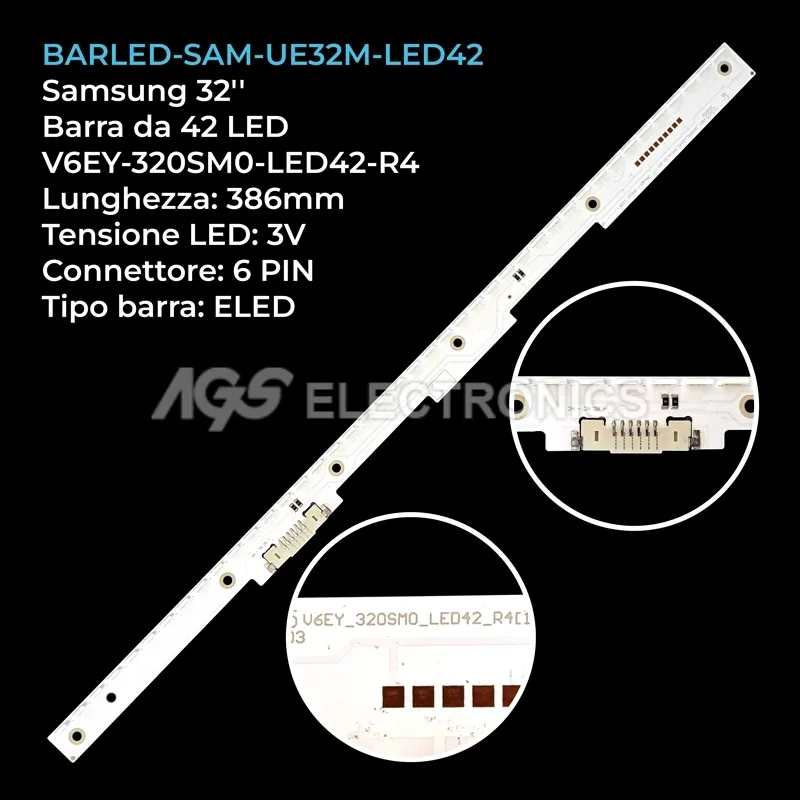kit 1 barre LED retroilluminazione per Samsung 32 pollici modello UA32M6000ASXMV