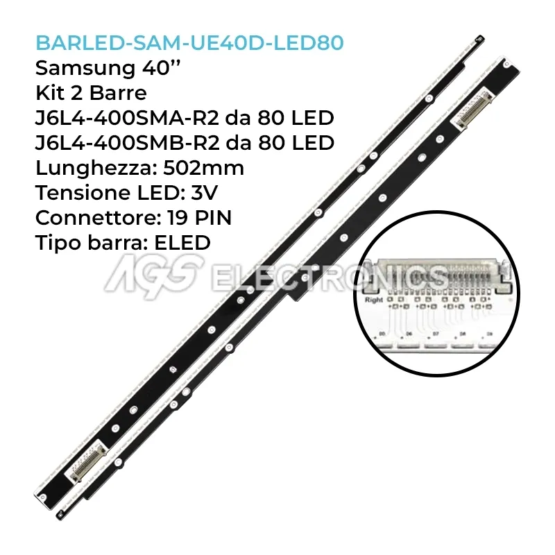 kit 2 barre LED retroilluminazione per Samsung 40 pollici modello UE40D8005