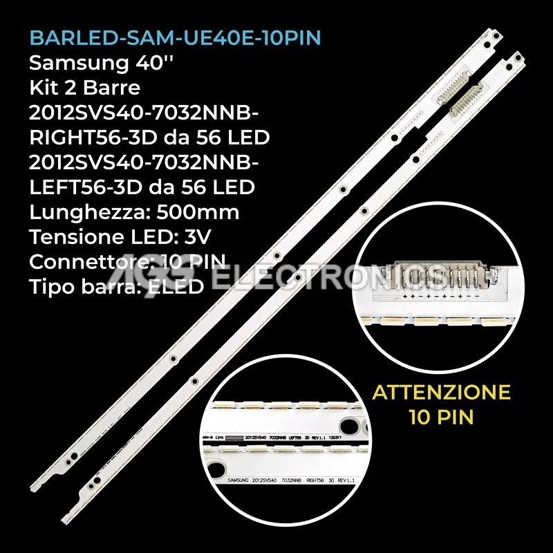 kit 2 barre LED retroilluminazione per Samsung 40 pollici pannello LTJ400HW06