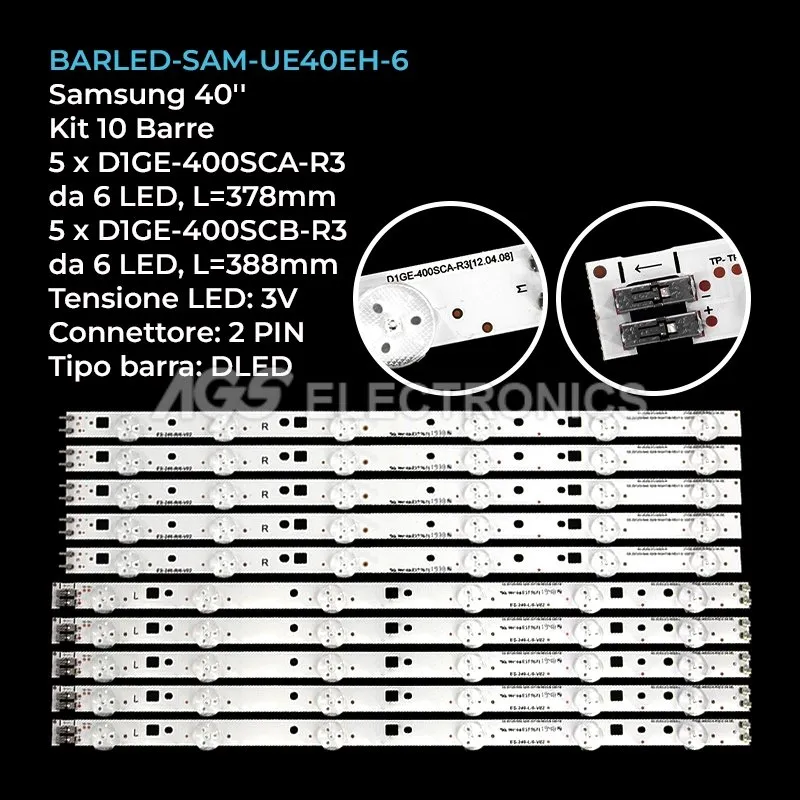 kit 10 barre LED retroilluminazione per Samsung 40 pollici modello LH40MDCPLGCZB