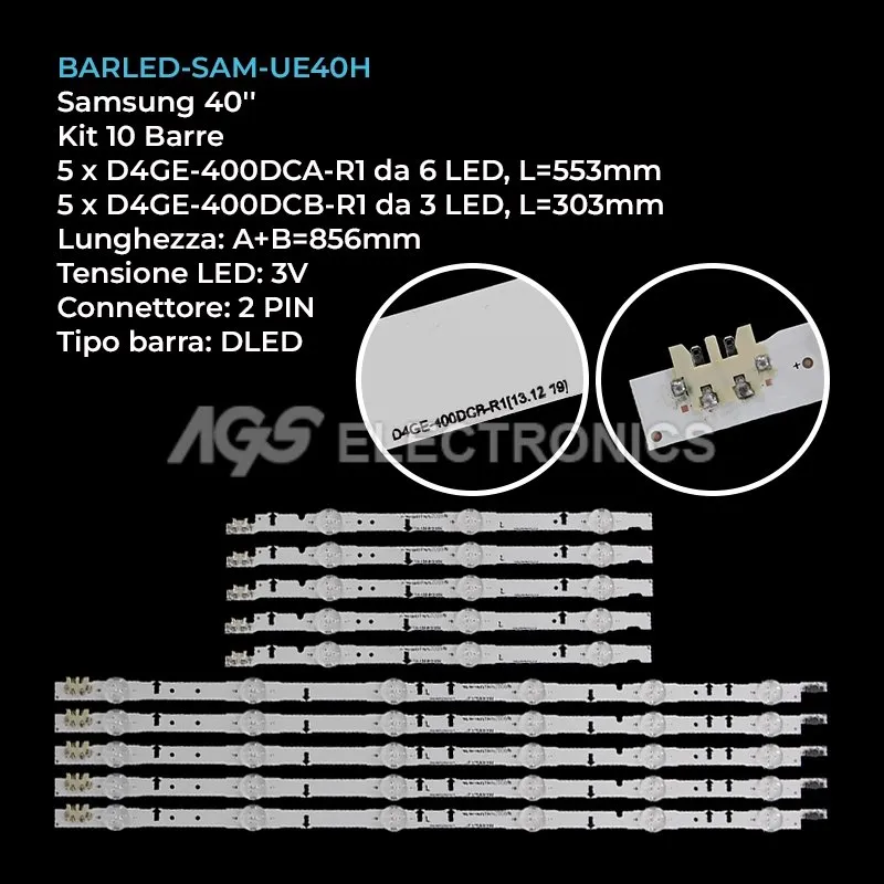 kit 10 barre LED retroilluminazione per Samsung 40 pollici modello UA40H6400ARXSW