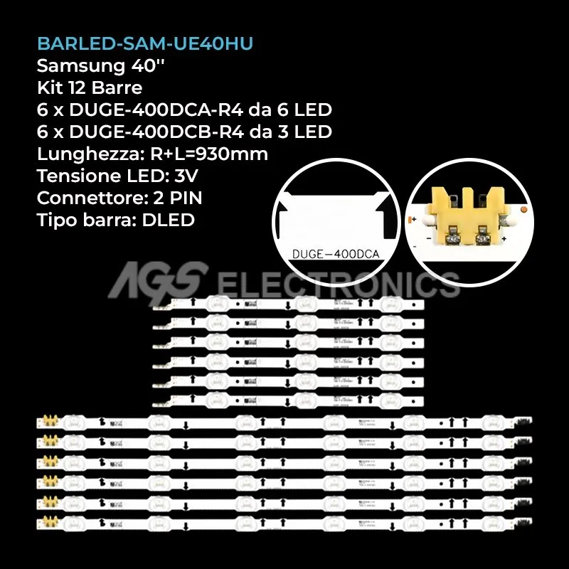 kit 12 barre LED retroilluminazione per Samsung 40 pollici modello UE40HU6900SXTK