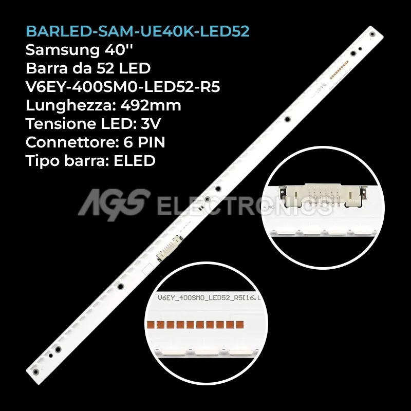 kit 1 barre LED retroilluminazione per Samsung 40 pollici modello UN40K6500AGXZB