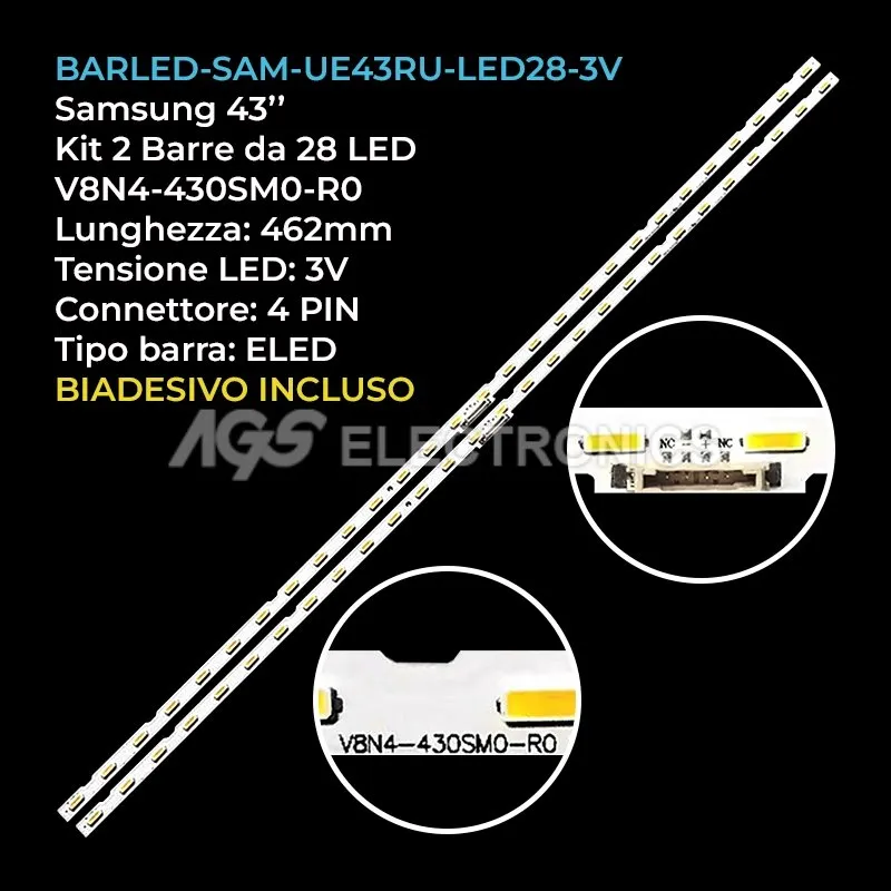 kit 2 barre LED retroilluminazione per Samsung 43 pollici pannello CYNN043HGAVKH