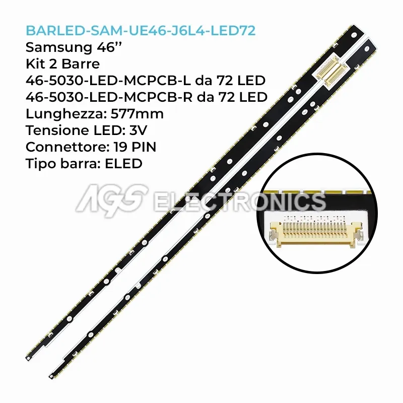 kit 2 barre LED retroilluminazione per Samsung 46 pollici modello UE46D7090