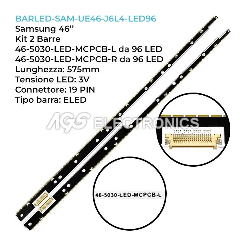 kit 2 barre LED retroilluminazione per Samsung 46 pollici modello UN46D7000