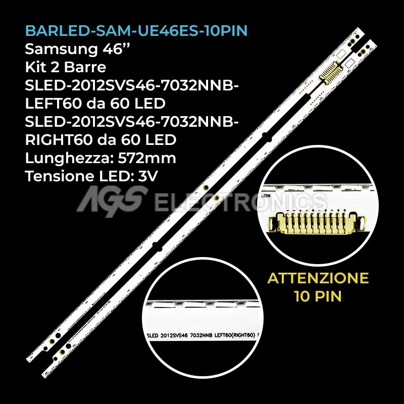 kit 2 barre LED retroilluminazione per Samsung 46 pollici modello UE46ES6340SXTK