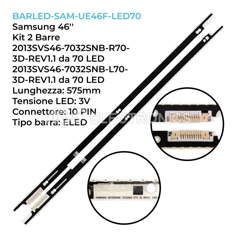 kit 2 barre LED retroilluminazione per Samsung 46 pollici modello UN46F7500AFXZA