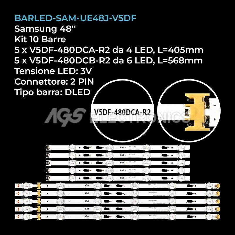 kit 10 barre LED retroilluminazione per Samsung 48 pollici modello UN48J6500AGXZD
