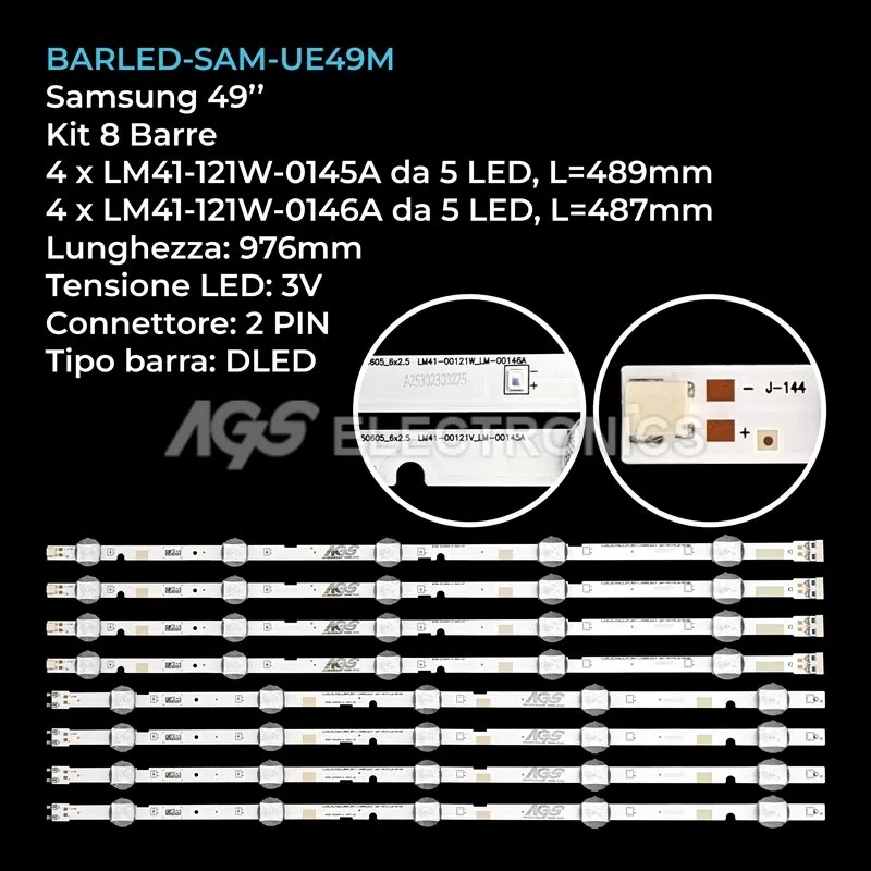 kit 8 barre LED retroilluminazione per Samsung 49 pollici modello UN50J5200AF