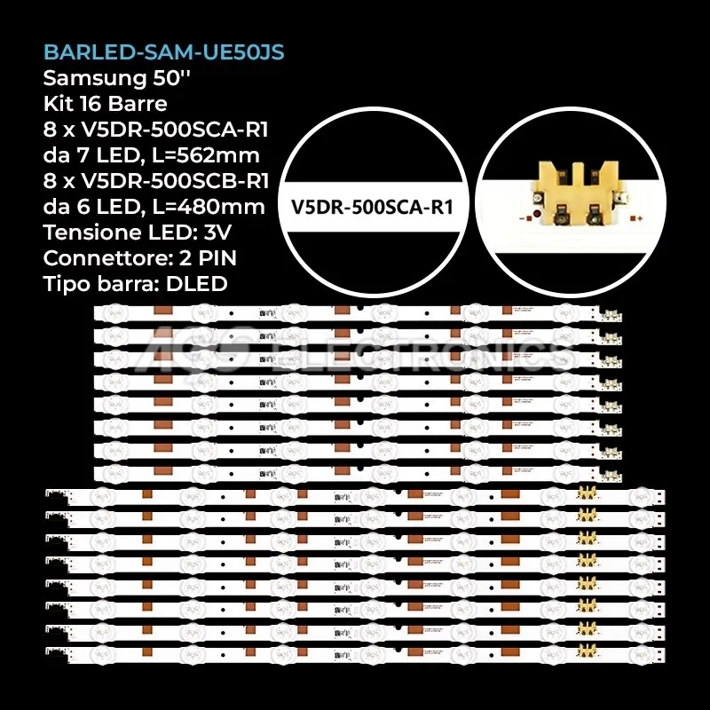 kit 16 barre LED retroilluminazione per Samsung 50 pollici modello UA50JS7200RXTW