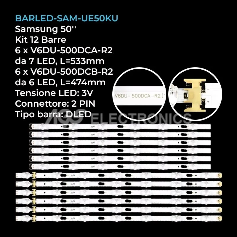 kit 12 barre LED retroilluminazione per Samsung 50 pollici modello UN50KU6290FXZC
