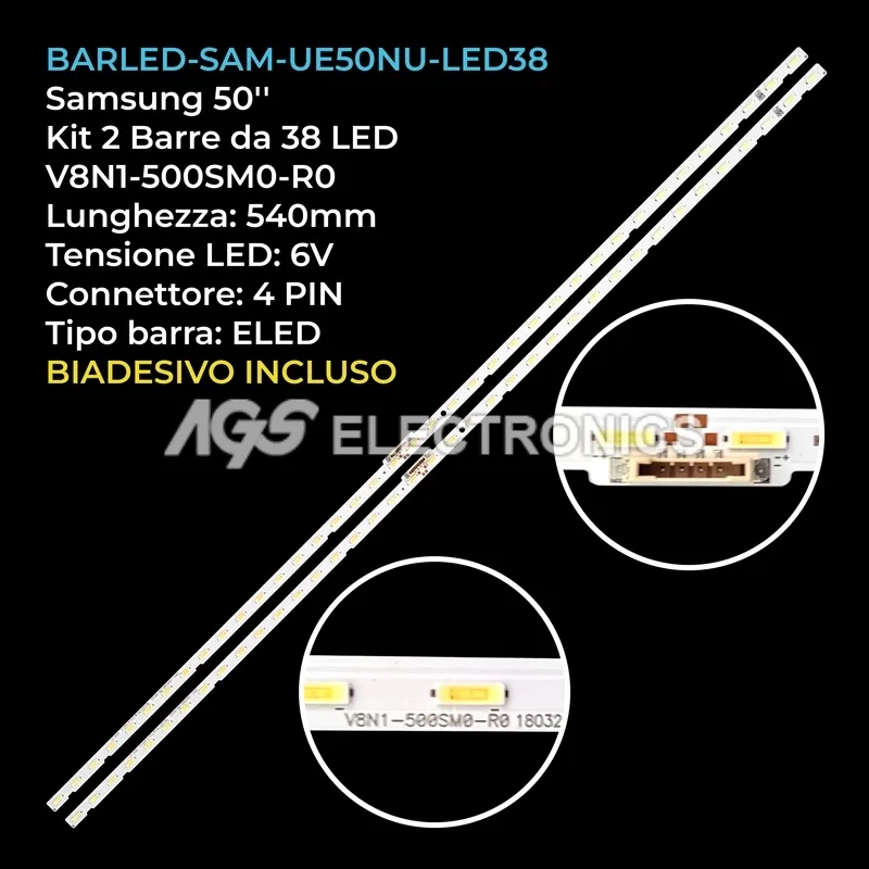 kit 2 barre LED retroilluminazione per Samsung 50 pollici modello UE50RU7090
