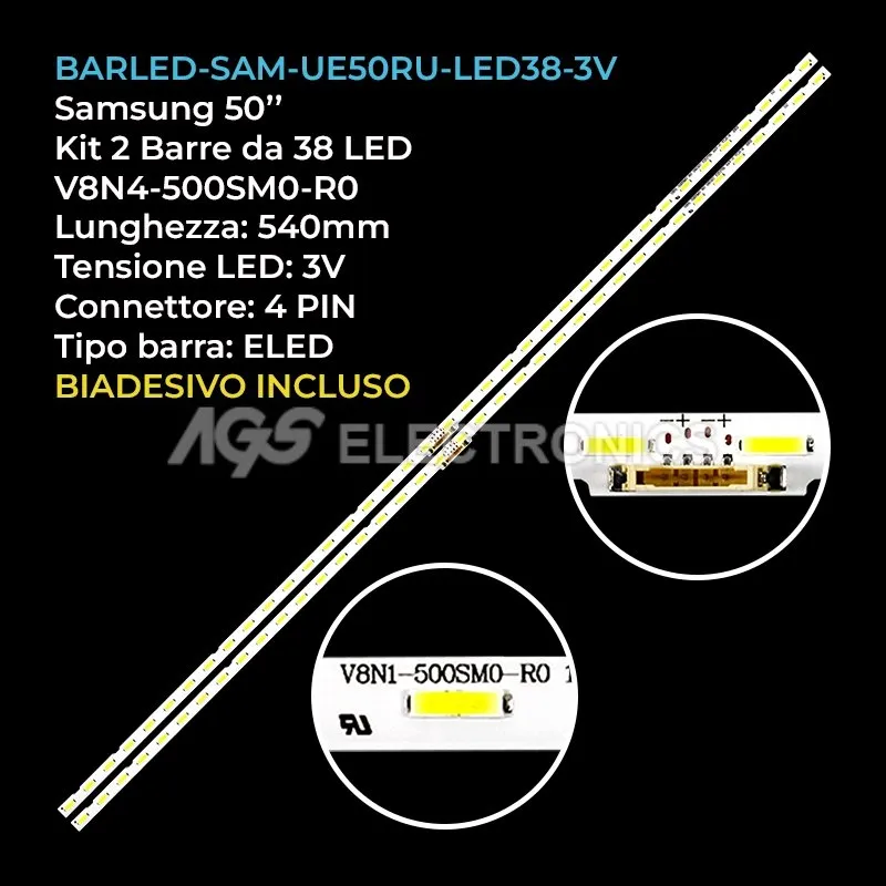 kit 2 barre LED retroilluminazione per Samsung 50 pollici modello UE50NU7479UXZG