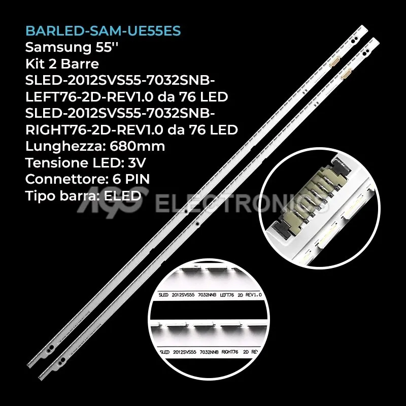 kit 2 barre LED retroilluminazione per Samsung 55 pollici pannello LTJ550HQ30B