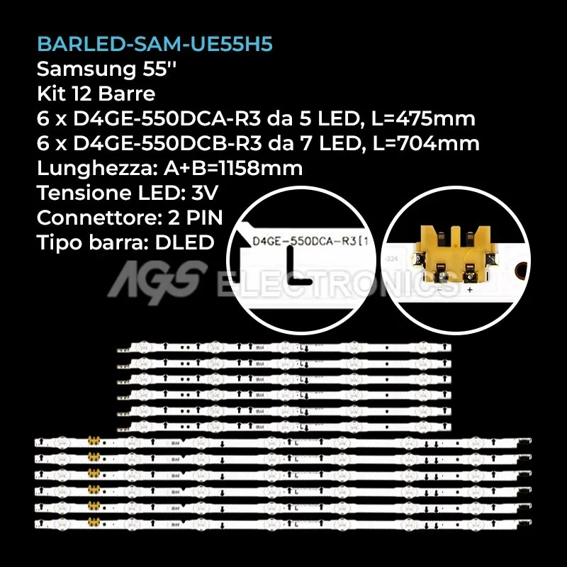 kit 12 barre LED retroilluminazione per Samsung 55 pollici modello LH55DBDPLGCXM