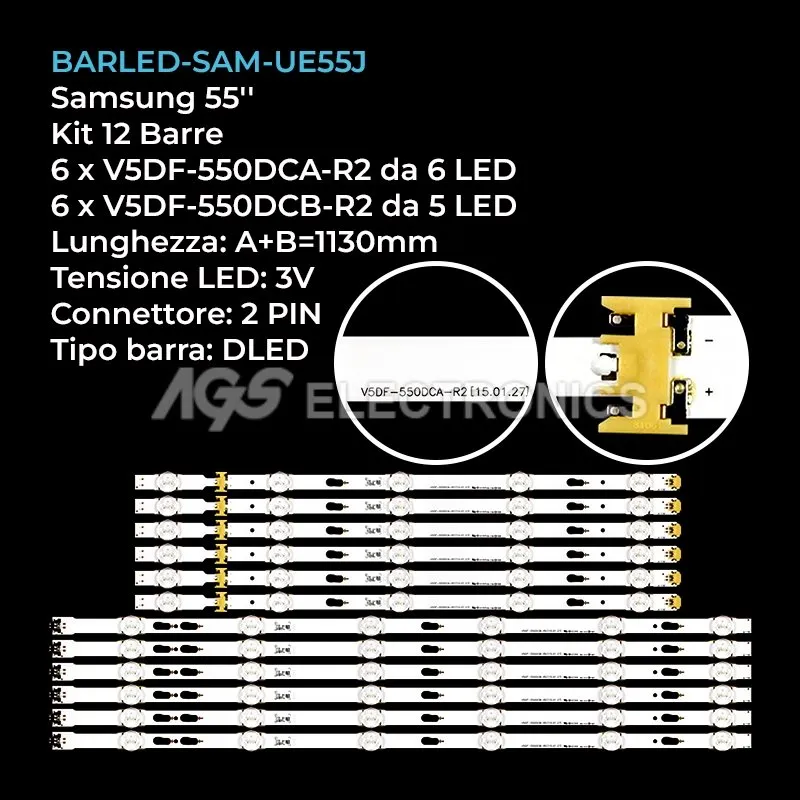 kit 12 barre LED retroilluminazione per Samsung 55 pollici modello UN55J6500AGXZD