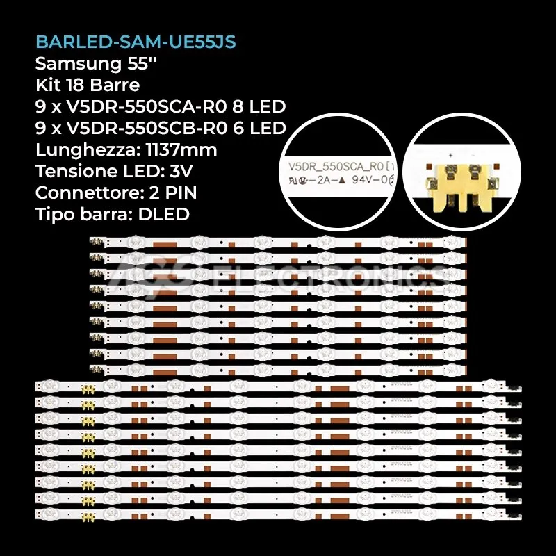 kit 18 barre LED retroilluminazione per Samsung 55 pollici modello UA55JS7200KXZN