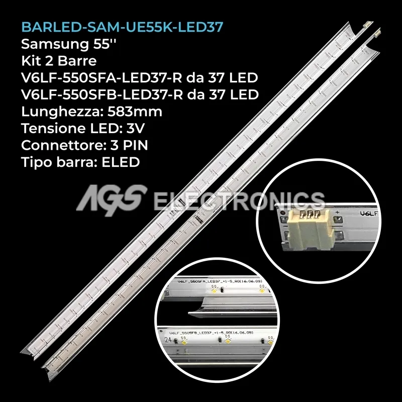 kit 2 barre LED retroilluminazione per Samsung 55 pollici modello UN55K5300AGXZD