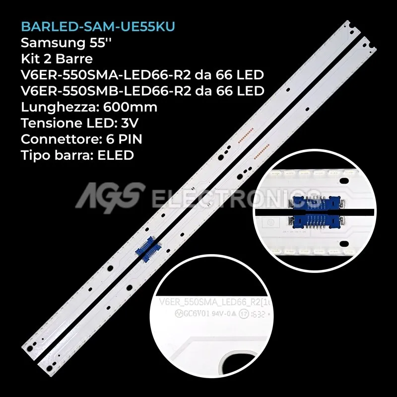 kit 2 barre LED retroilluminazione per Samsung 55 pollici pannello CYVM055HGLV8H