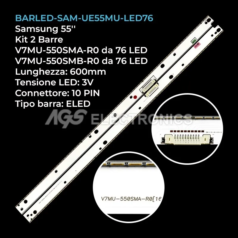 kit 2 barre LED retroilluminazione per Samsung 55 pollici pannello CYSM055FLLV2V