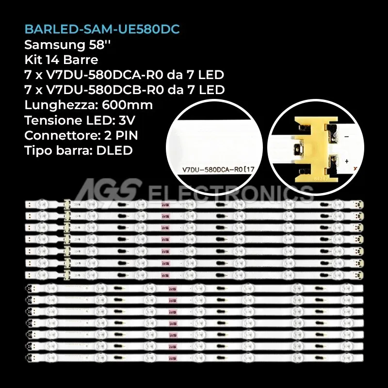 kit 14 barre LED retroilluminazione per Samsung 58 pollici modello UN58MU6120FXZX