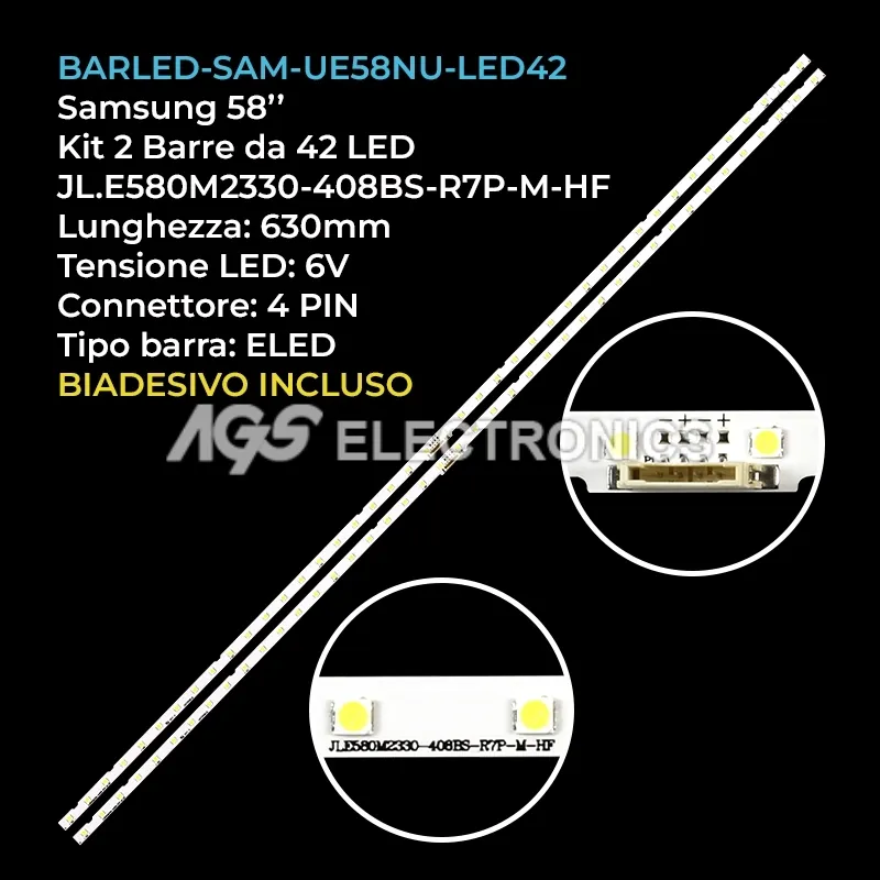 kit 2 barre LED retroilluminazione per Samsung 58 pollici modello QN58LS03RAGXPE