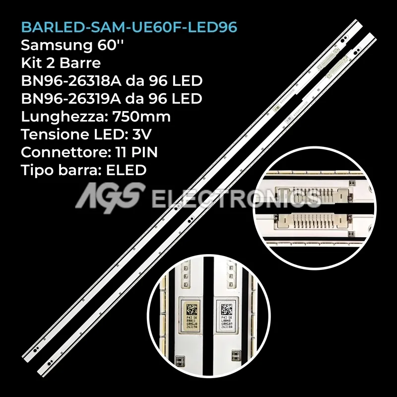 kit 2 barre LED retroilluminazione per Samsung 60 pollici modello UE60F7000