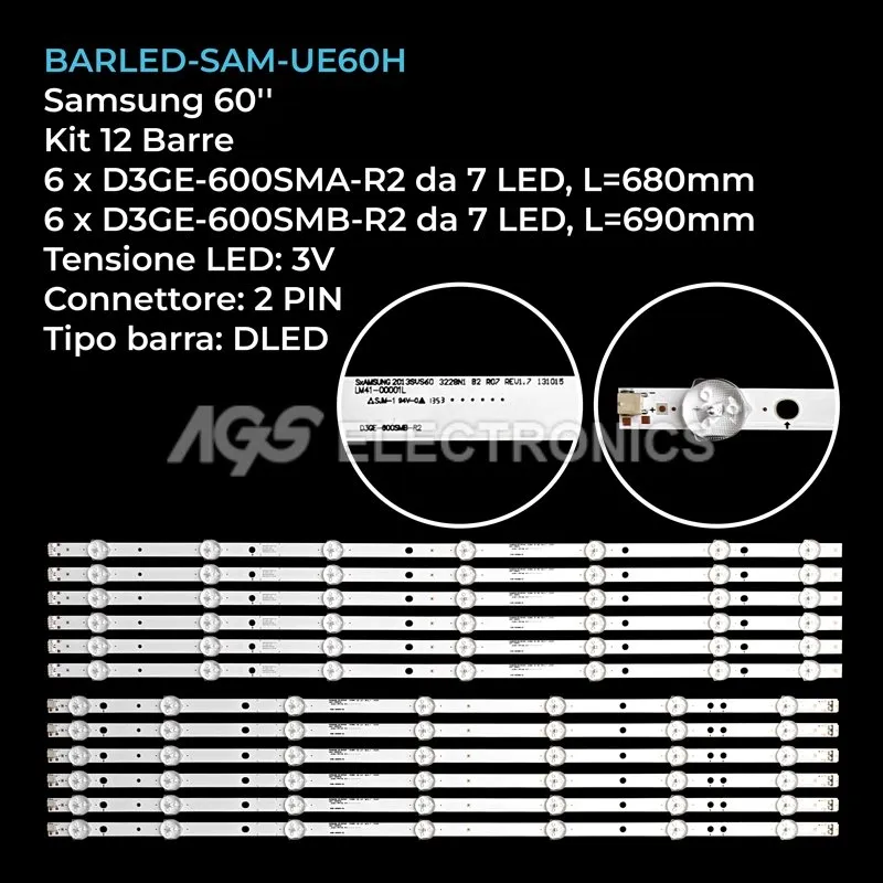 kit 12 barre LED retroilluminazione per Samsung 60 pollici pannello CYDF600CGSV6H