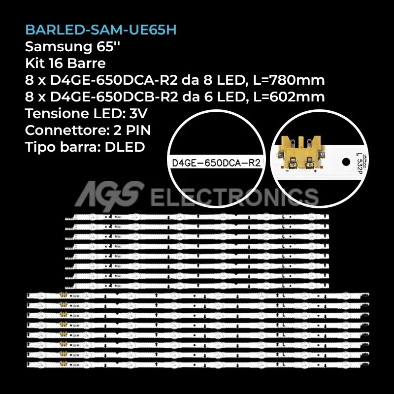 kit 16 barre LED retroilluminazione per Samsung 65 pollici modello LH65DMDPLGCXF