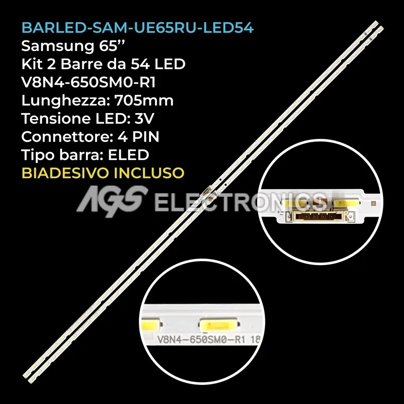 kit 2 barre LED retroilluminazione per Samsung 65 pollici modello UE65RU8000UXUA