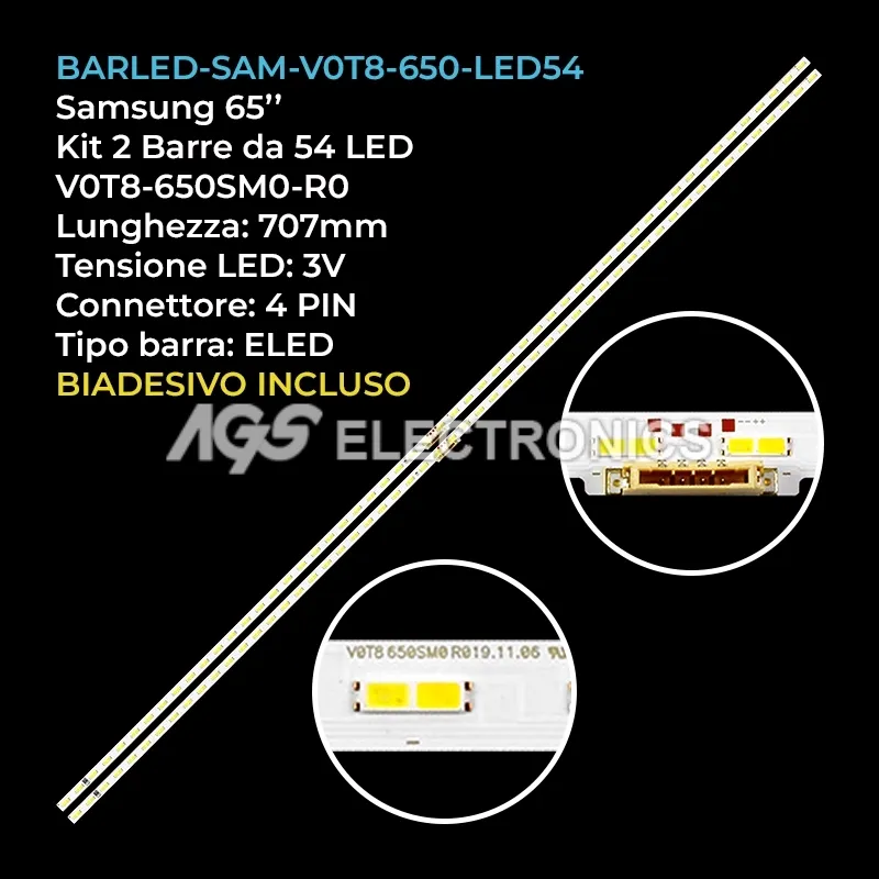 kit 2 barre LED retroilluminazione per Samsung 65 pollici pannello CYNT065HGAV1H