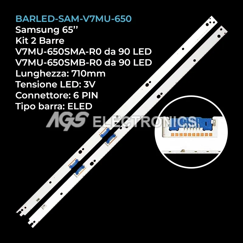 kit 2 barre LED retroilluminazione per Samsung 65 pollici modello UN65MU8000FXZC