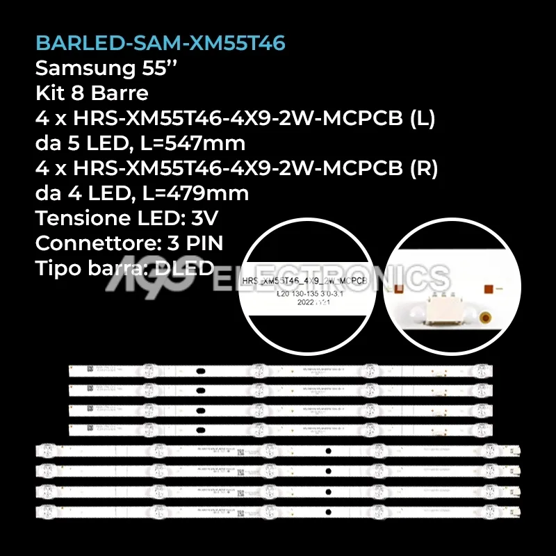 kit 8 barre LED retroilluminazione per Xiaomi 55 pollici modello L55M5EX
