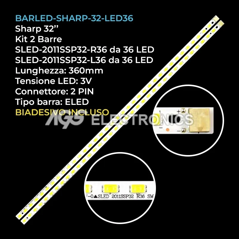 kit 2 barre LED retroilluminazione per Sharp 32 pollici modello LCD32LX235A