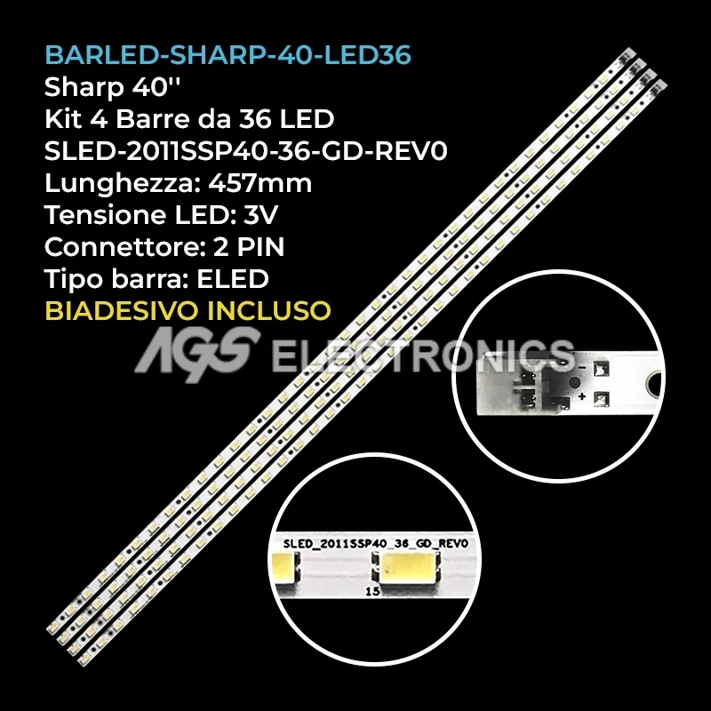 kit 4 barre LED retroilluminazione per Philips 40 pollici modello 40PFL6605H12