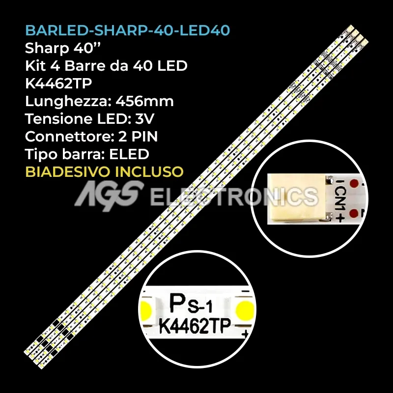 kit 4 barre LED retroilluminazione per Sharp 40 pollici modello LC40LED820