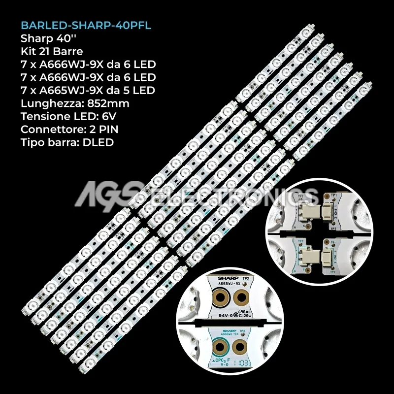 kit 21 barre LED retroilluminazione per Philips 40 pollici modello 40PFL5605H12