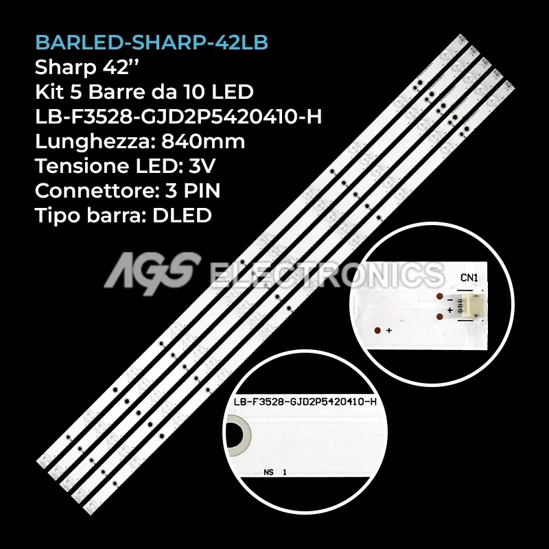 kit 5 barre LED retroilluminazione per Sharp 42 pollici modello LC43LB371U