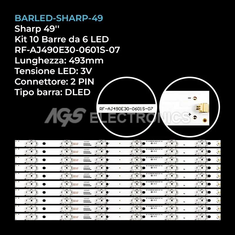 kit 10 barre LED retroilluminazione per Sharp 49 pollici modello LC48U12G001