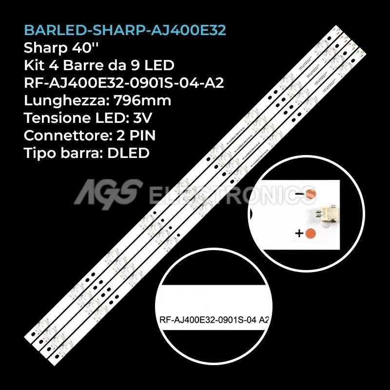 kit 4 barre LED retroilluminazione per Sharp 40 pollici modello LC40FG5151K