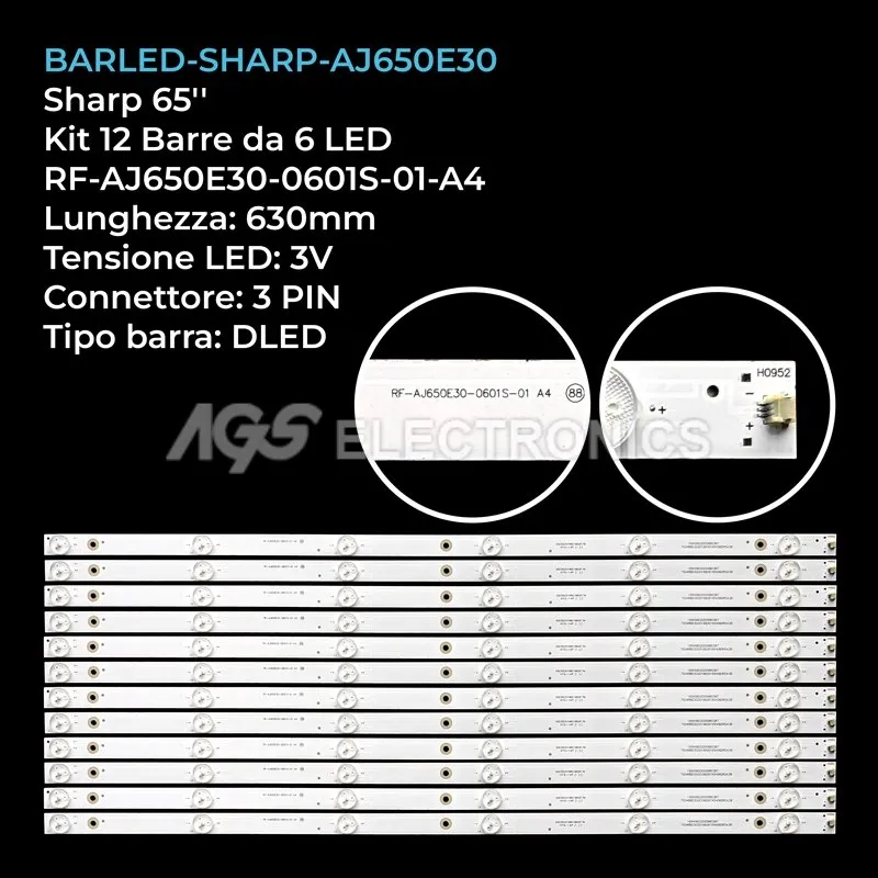kit 12 barre LED retroilluminazione per Sharp 65 pollici modello 65BL2EA