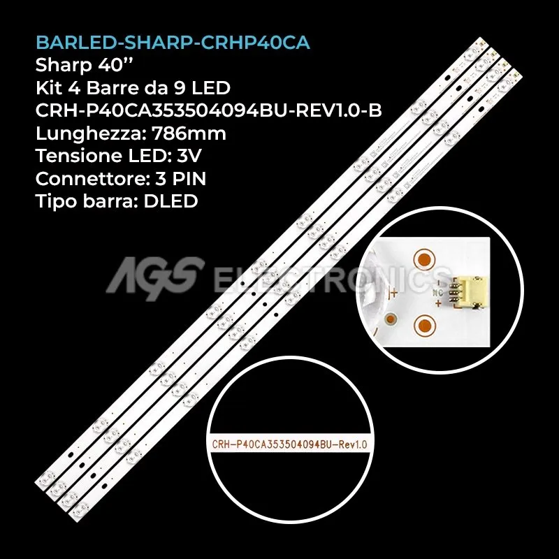 kit 4 barre LED retroilluminazione per Sharp 40 pollici modello LC40CFF4041
